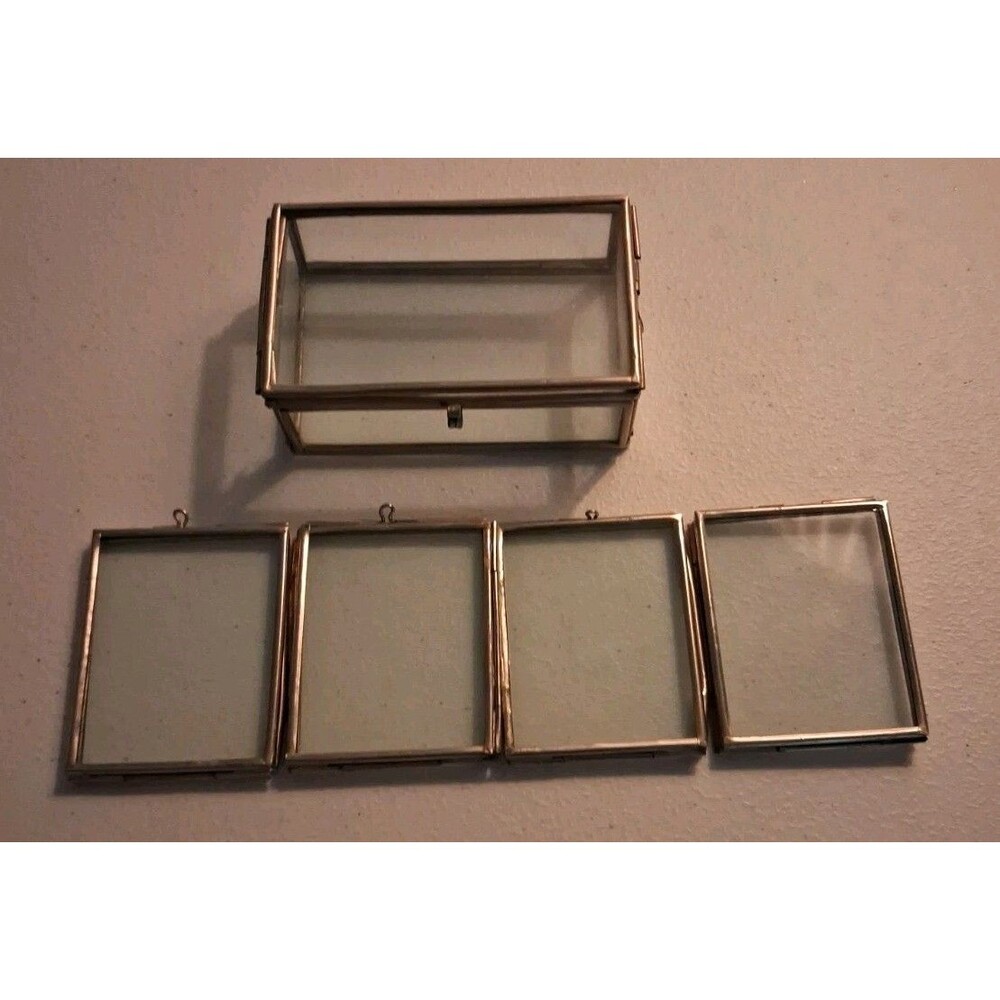 Vintage Glass Trinket Box With Folding Frames
